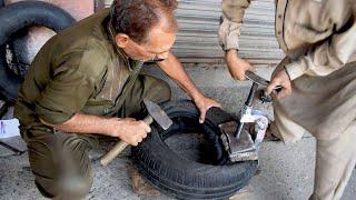 Amazing Technique of Repairing a Car Tyre  How to Repair a Tyre