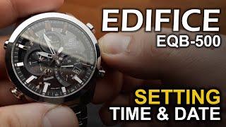 Casio Edifice EQB-500 - Setting Time and Date tutorial