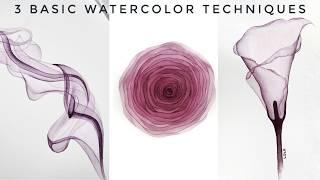 3 Basic Watercolor Techniques of Transparent and Botanical Painting