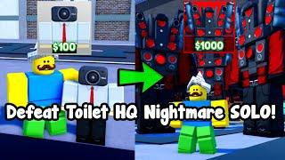 I Defeated Toilet HQ Nightmare Solo Noob To Master - Toilet Tower Defense Roblox