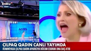 Çılpaq qadın canlı yayımda aparıcıya hücum etdi - Baku TV