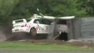 Rally Subaru Crashing into Shed