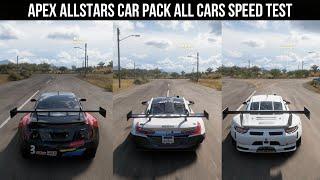 Forza Horizon 5  Apex Allstars Car Pack  ALL CARS STOCK TOP SPEED REVIEW  HORSEPOWER BOOST TRACK