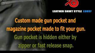 Mens Leather Shirt LS037 Gun Pocket