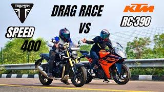 triumph speed 400 vs ktm rc 390  DRAG RACE  pocket rocket 