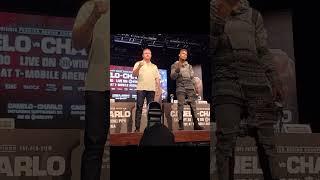 CANELO & CHARLO SHOW RESPECT THE FIRST TIME THEY SEE EACHOTHER AHEAD OF CLASH OF THE UNDISPUTED