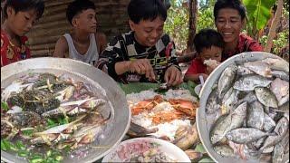 Catch&Cook Tinulang BlueCrabs At Danggit Sa Tanghalian Mukbang.