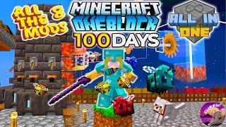 I Played 100 Days In MEGA Modded One Block Sky Block In Minecraft..... And Heres What Happened.....