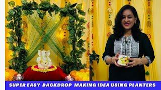 Super Easy  Backdrop Making Ideas at Home  How To Make Ganpati Backdrop Stand at Home Using Plsnters