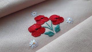 Bouquet of poppies Embroidery for beginners Easy stitches