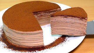 Chocolate Mille Crepe cake  Easy Crepe cake recipe without oven