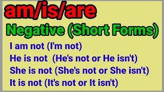 AmIsAre Negative Short Forms