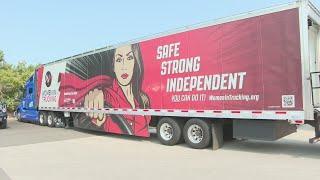 WITney Educational Trailer visits Green Bay in promotion of female truck drivers