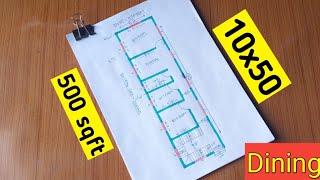 10x50 house design ll 2 bhk home plan ll 500 sqft ghar ka design ll Dining house plan