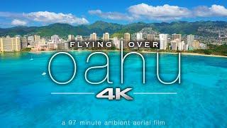 FLYING OVER OAHU 4K Hawaii Ambient Aerial Film + Music for Stress Relief - Honolulu to North Shore