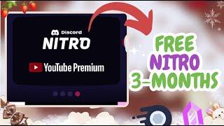 FREE 3-MONTHS DISCORD NITRO  DISCORD X YOUTUBE COLLAB WORKING 2024