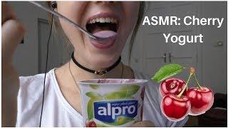 ASMR Eating Show CHERRY YOGURT   Alpro Soy Yogurt