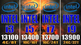 INTEL i3 13100 vs INTEL i5 13400 vs INTEL i7 13700 vs  INTEL i9 13900 