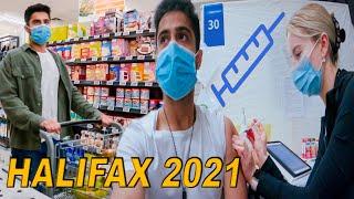 Getting my 1st Covid Vaccine in HALIFAX Canada  Grocery Haul  Raw Vlog