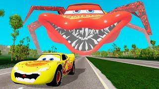 Super Giant Lightning McQueen Spider Eater VS Lightning McQueen  Escape From The Beamng Drive #139