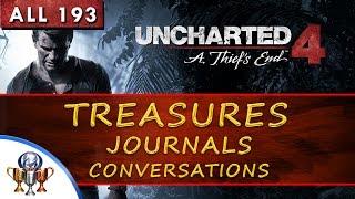 Uncharted 4 Collectibles Locations - 193 Treasures Journal Entries Notes & Optional Conversations