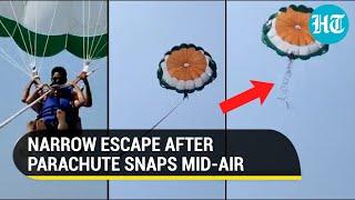 Watch Parachute rope snaps mid-air during parasailing in Diu couple crashes into sea