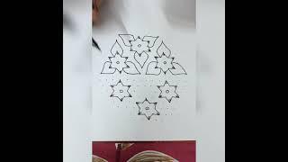 Margazhi Periya poo kolam 14 to 7 pulli Star design poo kolam with 14 dots Margali kolangal