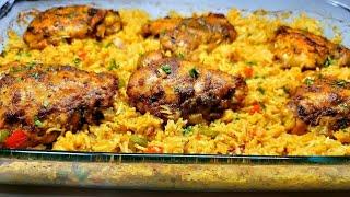 ONE PAN OVEN CHICKEN & RICE recipe lazy mans meal