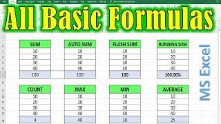 all-basic excel formulas and functions  excel formulas in hindi  basic excel tutorial