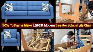 How To Frame Make Latest Modern 3 seater Sofa..Single Chair How to Stylish Sofa Frame Making