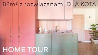 82m² wnętrze z rozwiązaniami DLA KOTÓW ‍⬛ KOLOROWE mieszkanie zaprojektowane pomysłowo  HOME TOUR