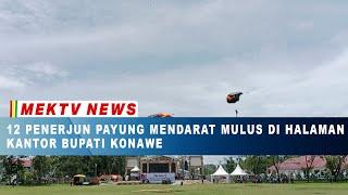 12 Penerjun Payung Mendarat Mulus Di Halaman Kantor Bupati Konawe