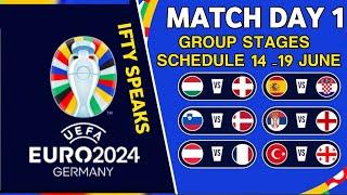 EURO 2024 MATCH  SCHEDULE EURO TODAY SCHEDULE  UEFA EURO2024 - GROUP STAGE FIXTURES 