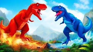 Epic Battle Red T-Rex vs. Blue T-Rex  Jurassic Wars 2024.