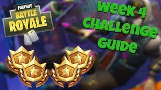 HOW TO COMPLETE ALL WEEK 4 CHALLENGES – SEASON 4  FORTNITE BATTLE ROYALE TIPSTUTORIALS