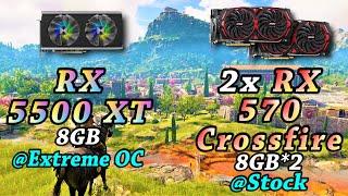 RX 5500 XT @Extreme OC vs RX 570 Crossfire @Stock  PC Gaming Benchmark Test