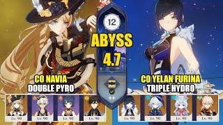 Rerun 4.8 - C0 Navia Double Pyro & C0 Yelan Triple Hydro  Spiral Abyss 4.7  Genshin Impact 【原神】