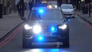 Two Unmarked Armed Response Vehicles Volvo XC90 lights & siren in London - Metropolitan Police