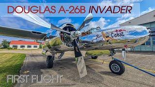 Douglas A-26B Invader FIRST FLIGHT Start Up Cockpit Cabin Taxiing Take off & Landing included