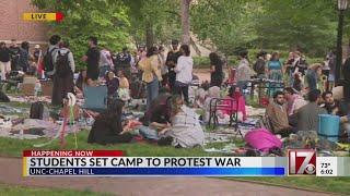 UNC-Chapel Hill students set camp to protest Israel-Hamas war