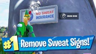 Remove No Sweat signs from recalled Products Location - Fortnite