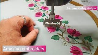 Machine embroidery design  Lotus embroidery design Lotus border design