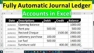 How to create a journal ledger book in excel step by step  Fully automatic journal ledger account