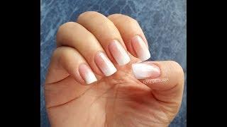 Френч - Градиент Дизайн простым лаком. #4  French - Gradient Nail Art nail polish