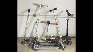 Scrapping foot powered scooters for aluminum tin and quick scrap cash