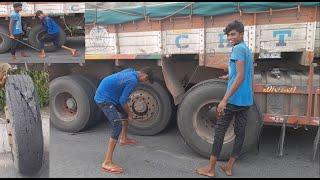 Fire Boys  Heavy Load Truck  Replace The Tyre Hills Road @ Quick