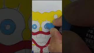 If SpongeBob were a Huggy Wuggy  Fusion Draw & Color Using Posca Markers #Shorts