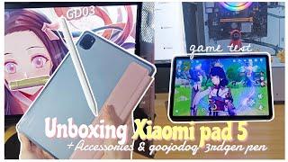 *⁠.⁠UNBOXING Xiaomi Pad 5 256GB Grey+aesthetic accessories & goojodoq pen+ Drawing & Game test