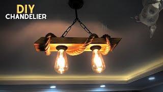 30 TLYE HALATLI AHŞAP RUSTİK AVİZE YAPIMI  KENDİN YAP  Making a wooden chandelier  DIY