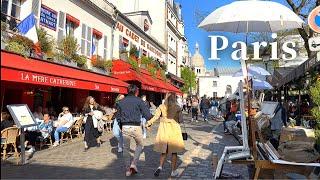 4K Paris Walk Montmartre La Maison Rose Sacré-Cœur Place du TertreWall of Love  2022